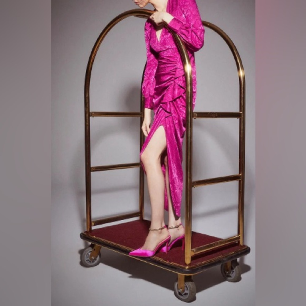 Veronica Beard Weiss Wrap-effect Silk-blend Jacquard Midi Dress Magenta Size 6